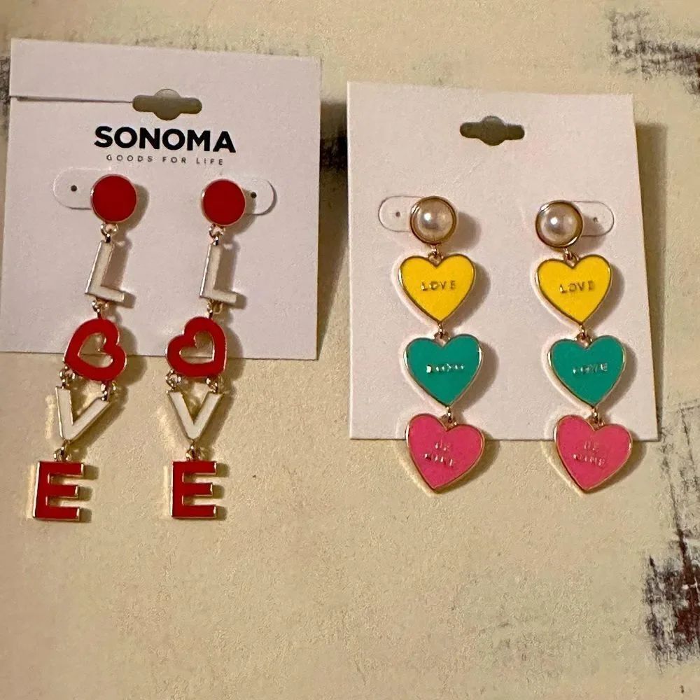 Sonoma Valentine's Day earrings dangle studs hearts love pearl